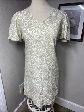 ORIGINAL NICOLE MILLER Linen V Neck Flutter Sleeve Shift Dress